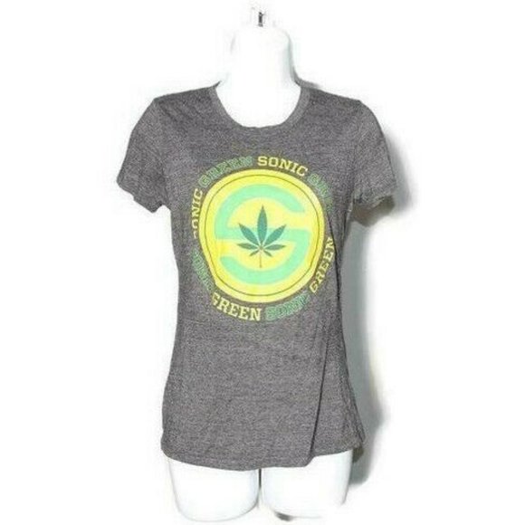 Next Level Tops - Sonic Green 420 Leaf T-Shirt Women's S Soft Thin